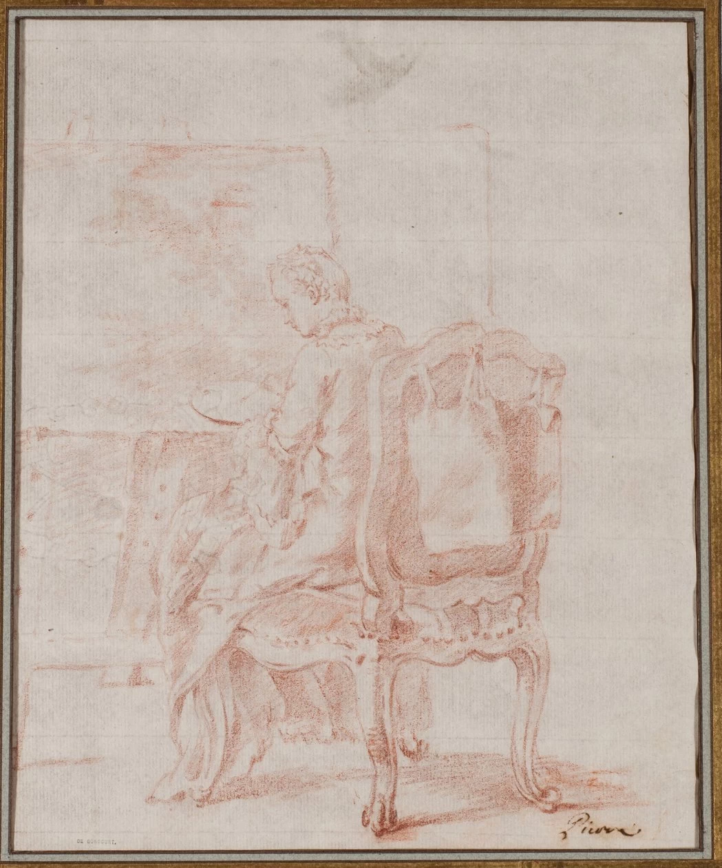 Una donna che dipinge un paesaggio